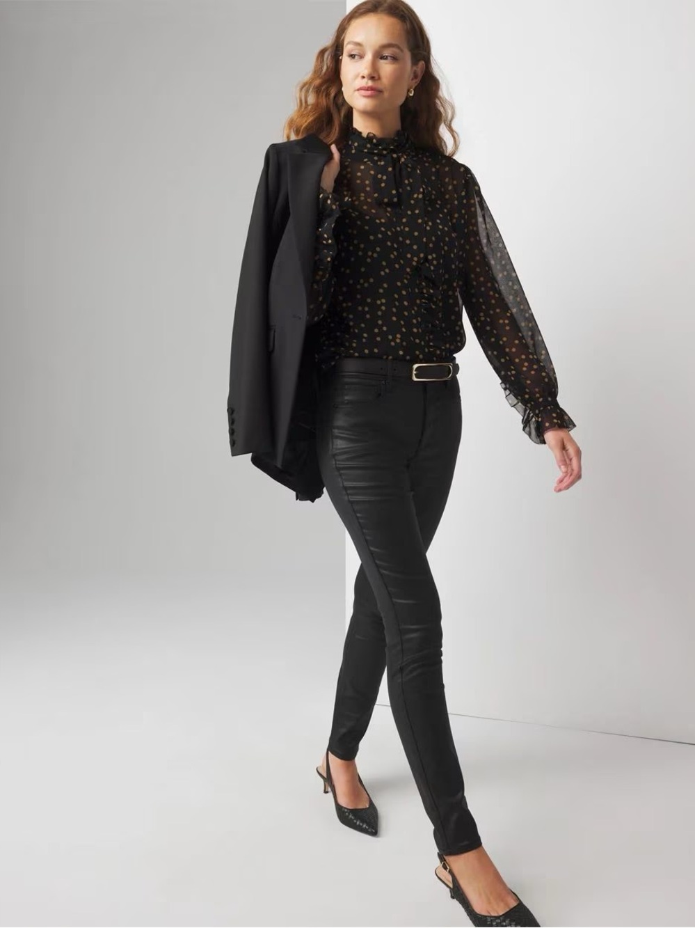 White House Black Market Coated Skinny Black Jeans